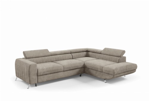 Nowoczesny narożnik z regulowanymi zagłówkami i funkcją spania AMETYST