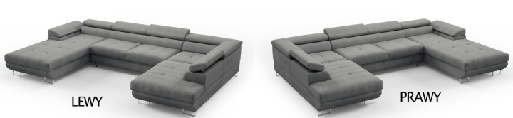 Narożnik Rogal U z automatem Delfin i regulowanymi zagłówkami – nowoczesny narożnik z funkcją spania i pojemnikami