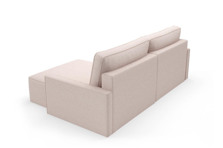 Wygodny narożnik z funkcją spania MINI NOE kremowy w tkaninie bukla boucle baranek