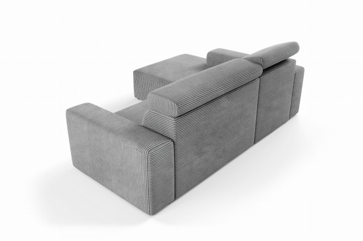 Nowoczesny narożnik z regulowanymi zagłówkami KLARA L MUSZTARDOWY sztruks LEWY