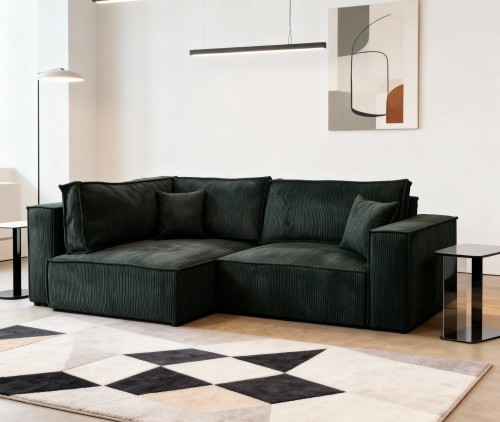 Nowoczesny narożnik z funkcją spania MINI NOVU LB pojemnik na pościel sztruks