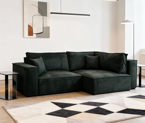 Nowoczesny narożnik z funkcją spania MINI NOVU LB pojemnik na pościel sztruks prawy .jpg