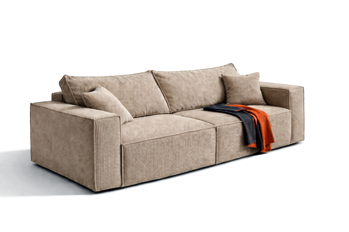 Kanapa NOVU10 z funkcją spania w tkaninie sztruksowej