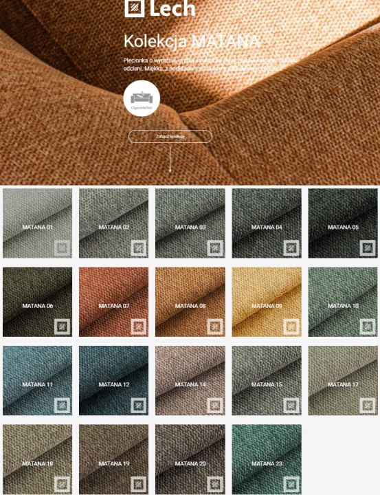 Kanapa NOVU10 wzornik tkaniny matana plecionka