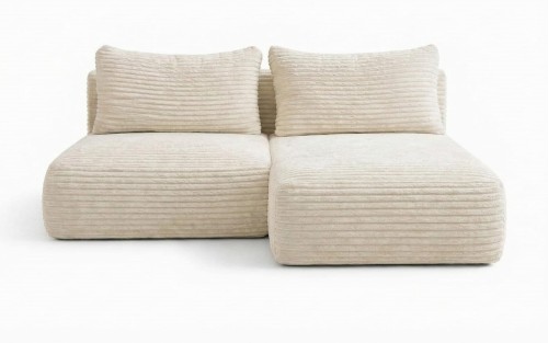 Narożnik TILA 230 cm – widok od przodu, nowoczesny narożnik w tkaninie Tilia