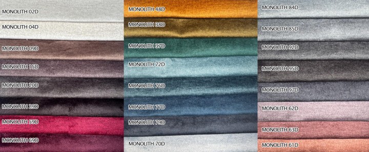 tkanina welur hydrofobowy Monolith od DAVIS na narożniku novu4 XL