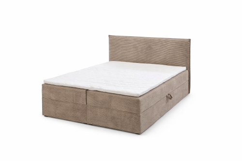 łóżko kontynentalne NOVU 140x200 w tkaninie sztruks POSO z zagłówkiem