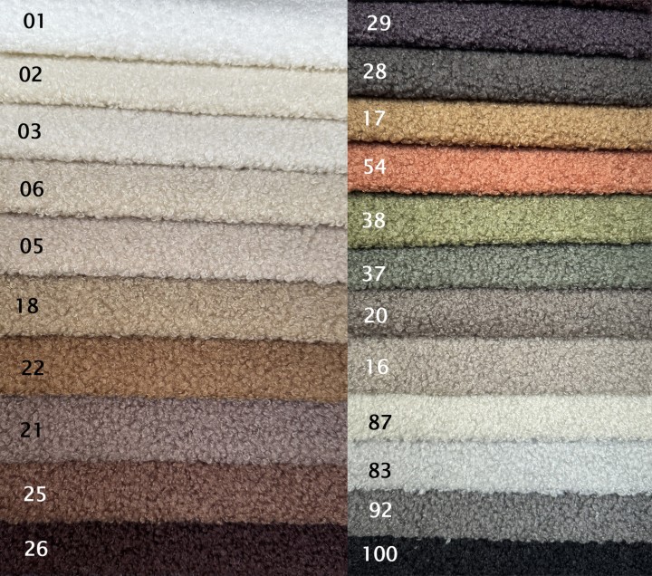 wzornik tkanin sofa BADO kolory materiałów baranek