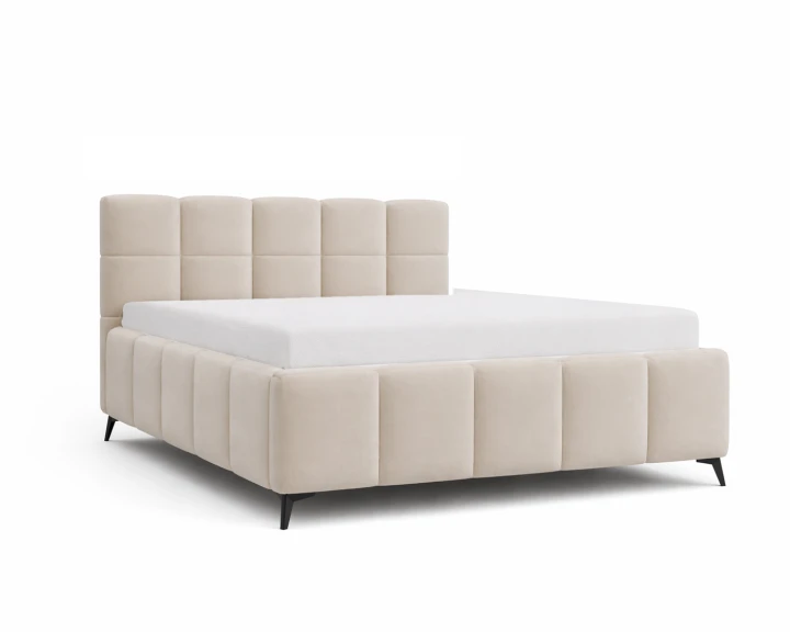 łóżko Nole velvet beżowe alternatywna tkanina tapicerowane