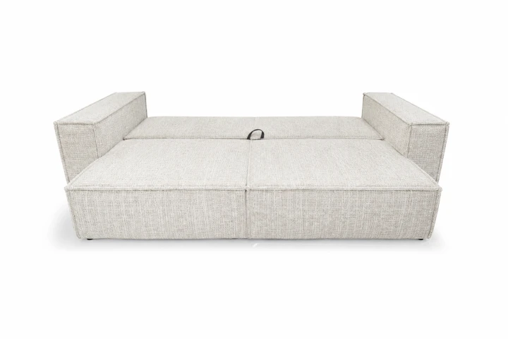 Kanapa do salonu Novu10 – minimalistyczna sofa szenil Cremona, ujęcie z przodu funkcja spania