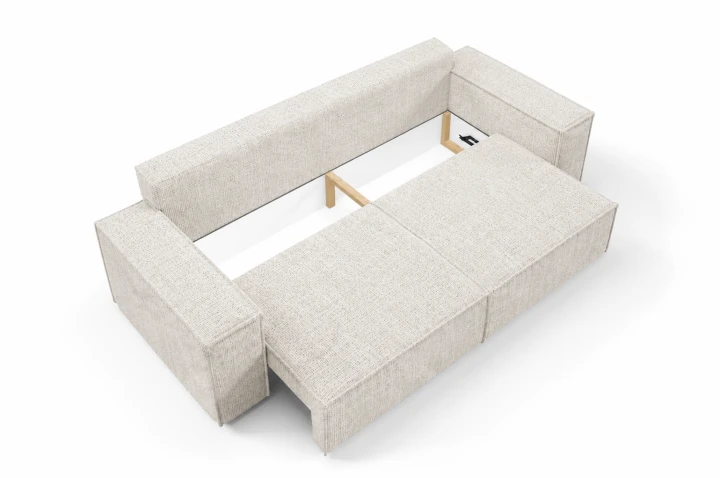 Sofa modułowa Novu10 z pufą – jasna kanapa premium do nowoczesnego salonu, pojemnik na pościel