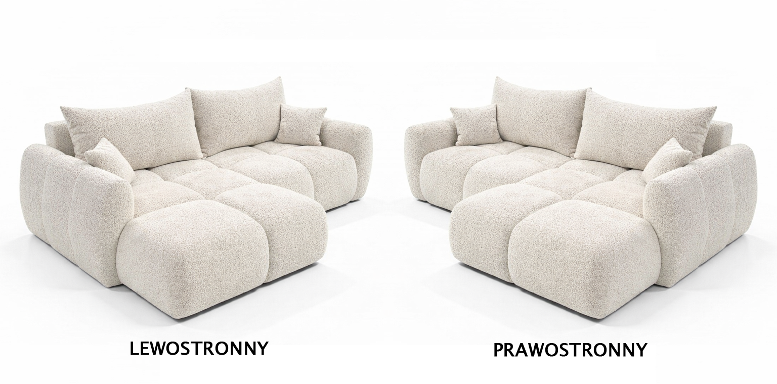 narożnik carmen prawostronny oraz lewostrony w tkaninie boucle