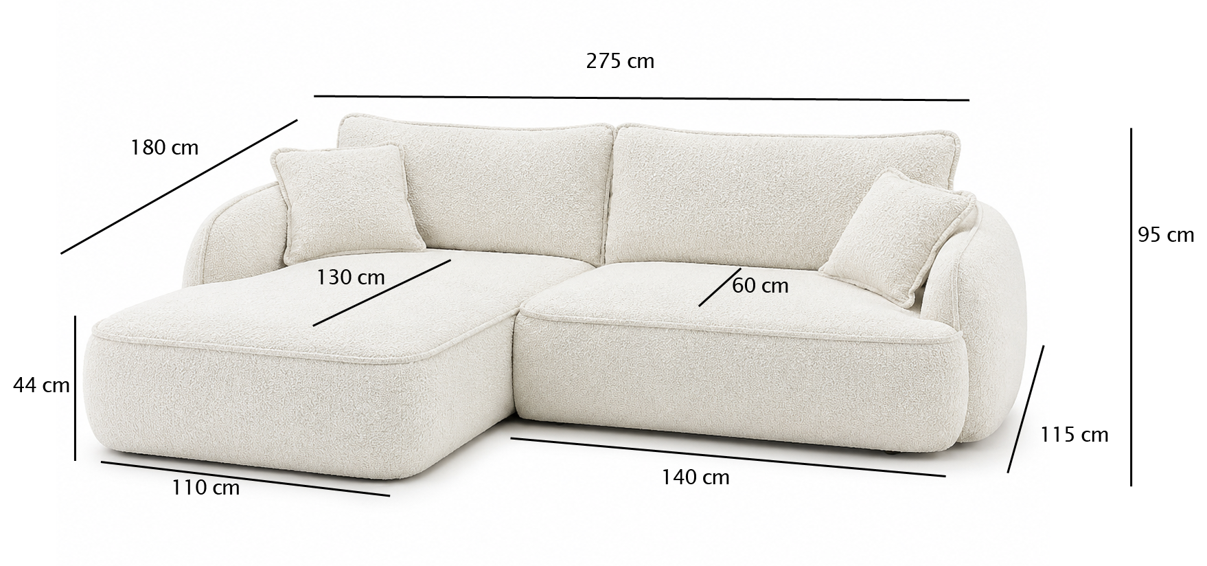 wymiary narożnik lumi  274x180 sofa narożna rozkładana