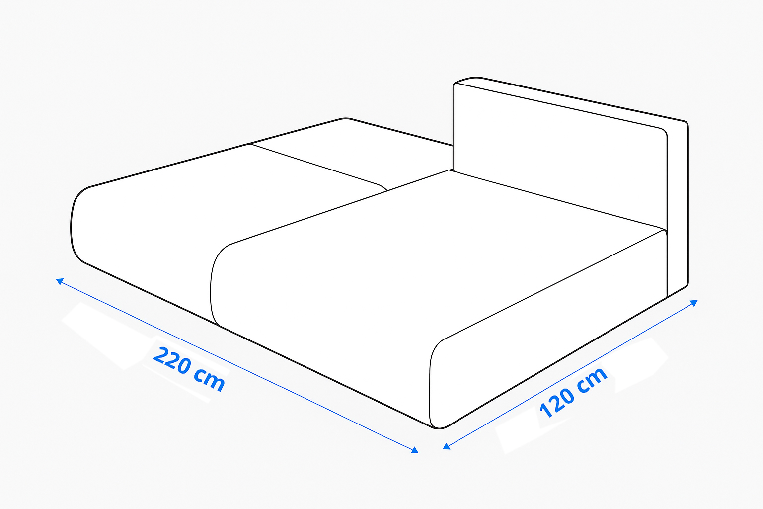 Narożnik Luno boucle powierzchnia spania 120x220