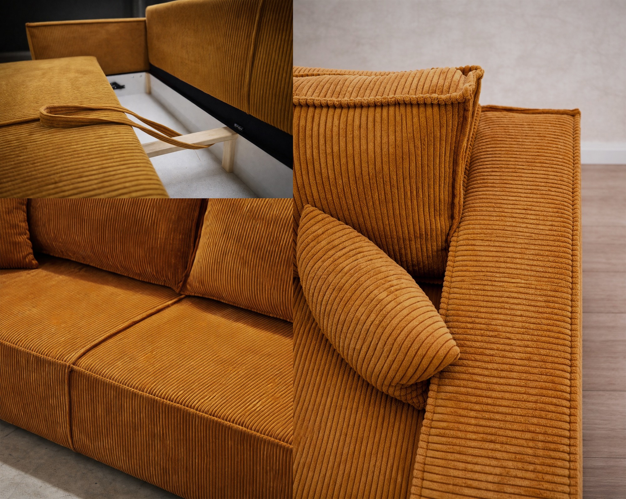 Sztruksowa tkanina kanapy NOVU10 – detal