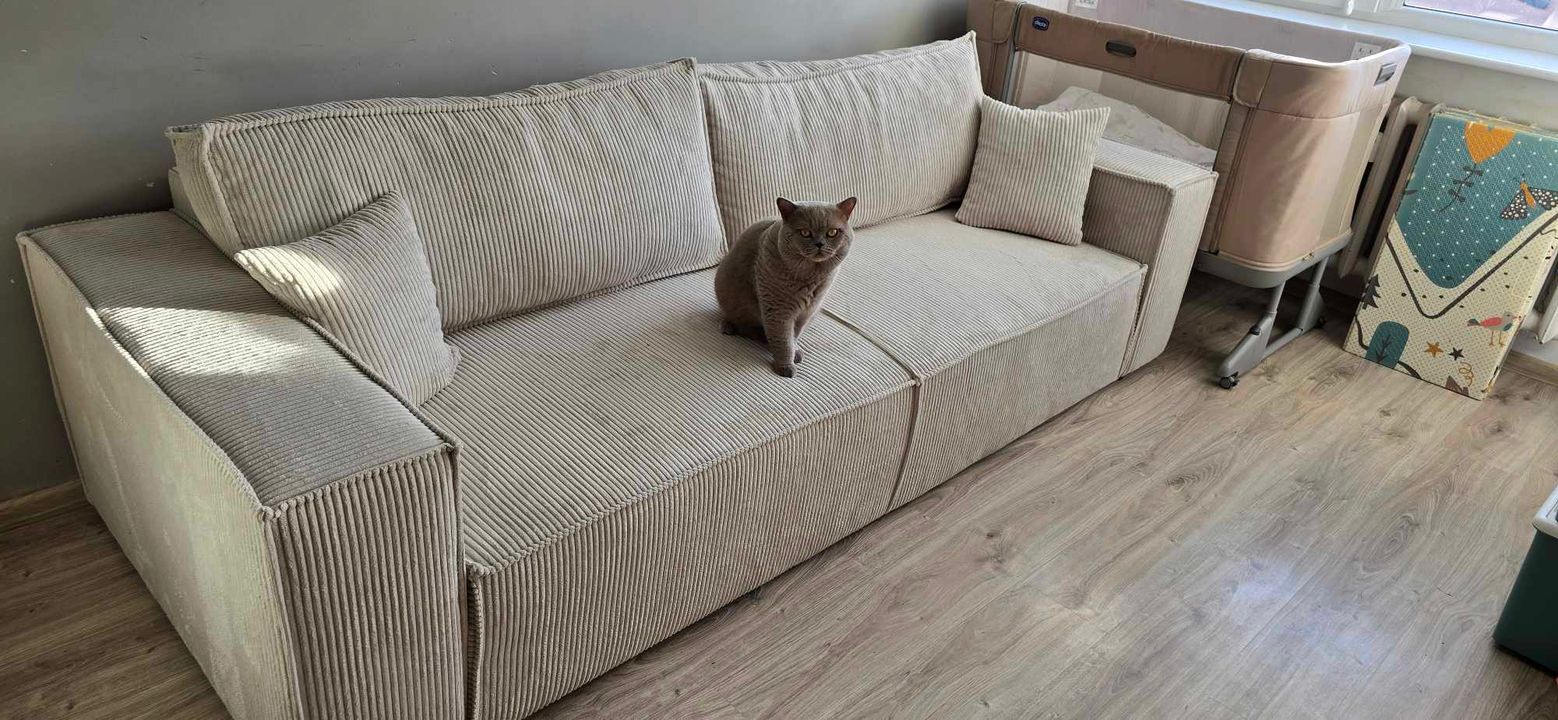 Kanapa NOVU10 w tkaninie sztruksowej - zdjęcie realne u klienta