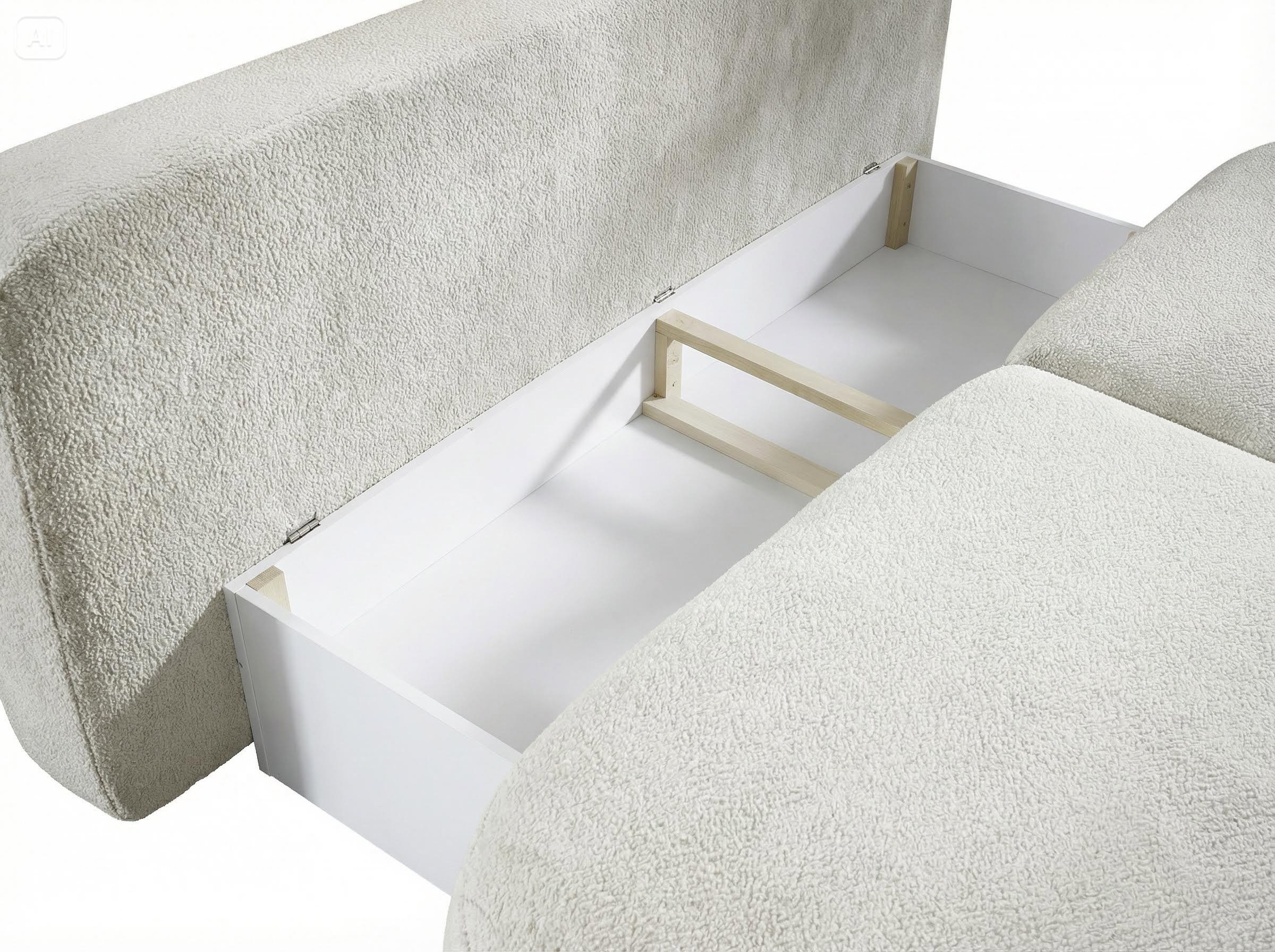 Pojemnik na pościel w sofie Paris – praktyczna kanapa z funkcją spania