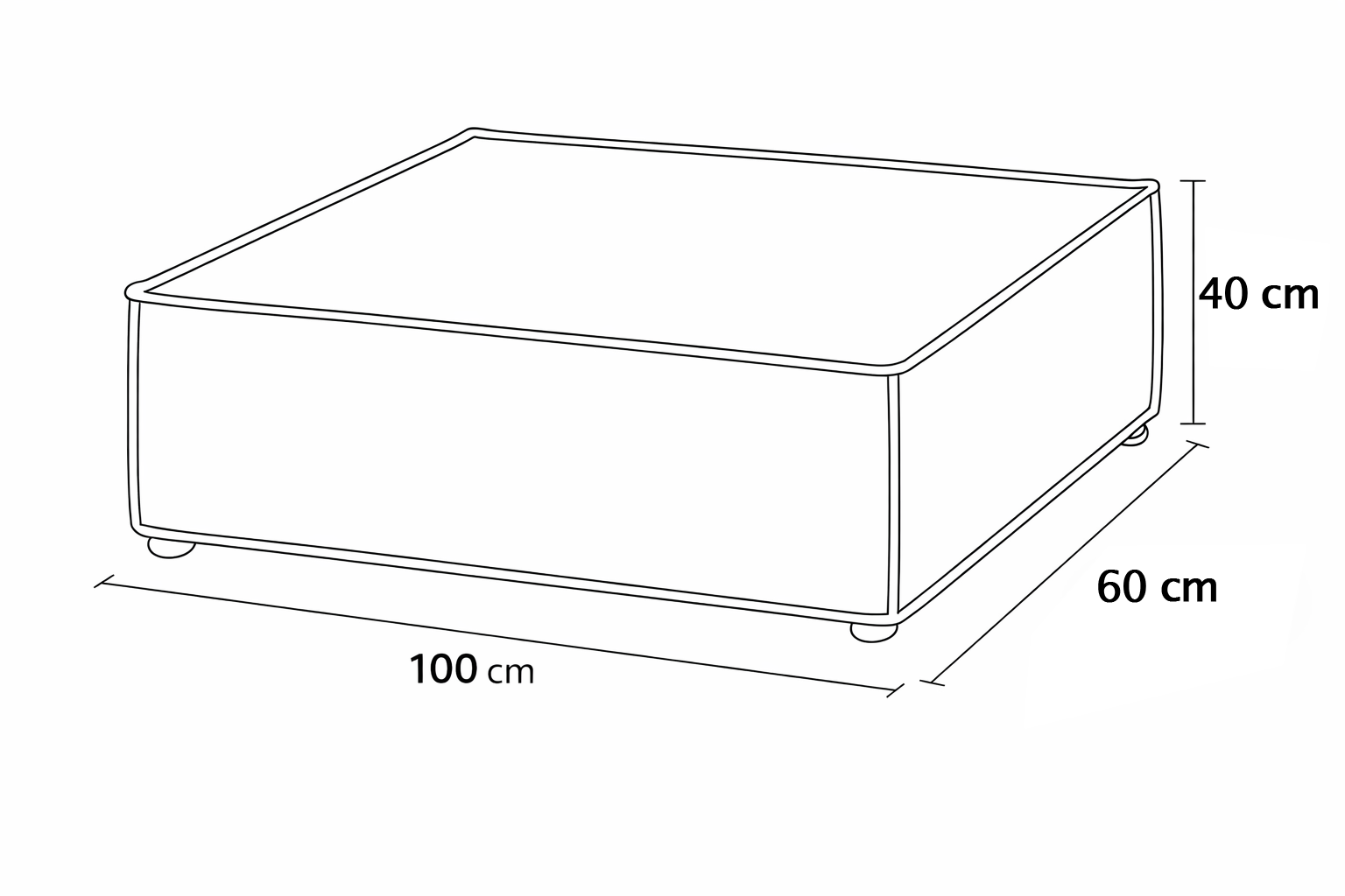 wymiary pufy amber – 100x60 cm